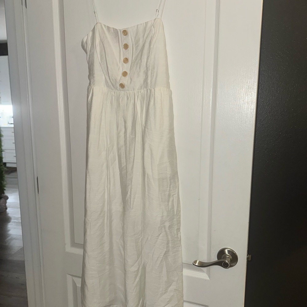 White Button-Front Maxi Dress